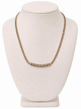 Gold-Tone Necklace with Crystal Bar Accent
